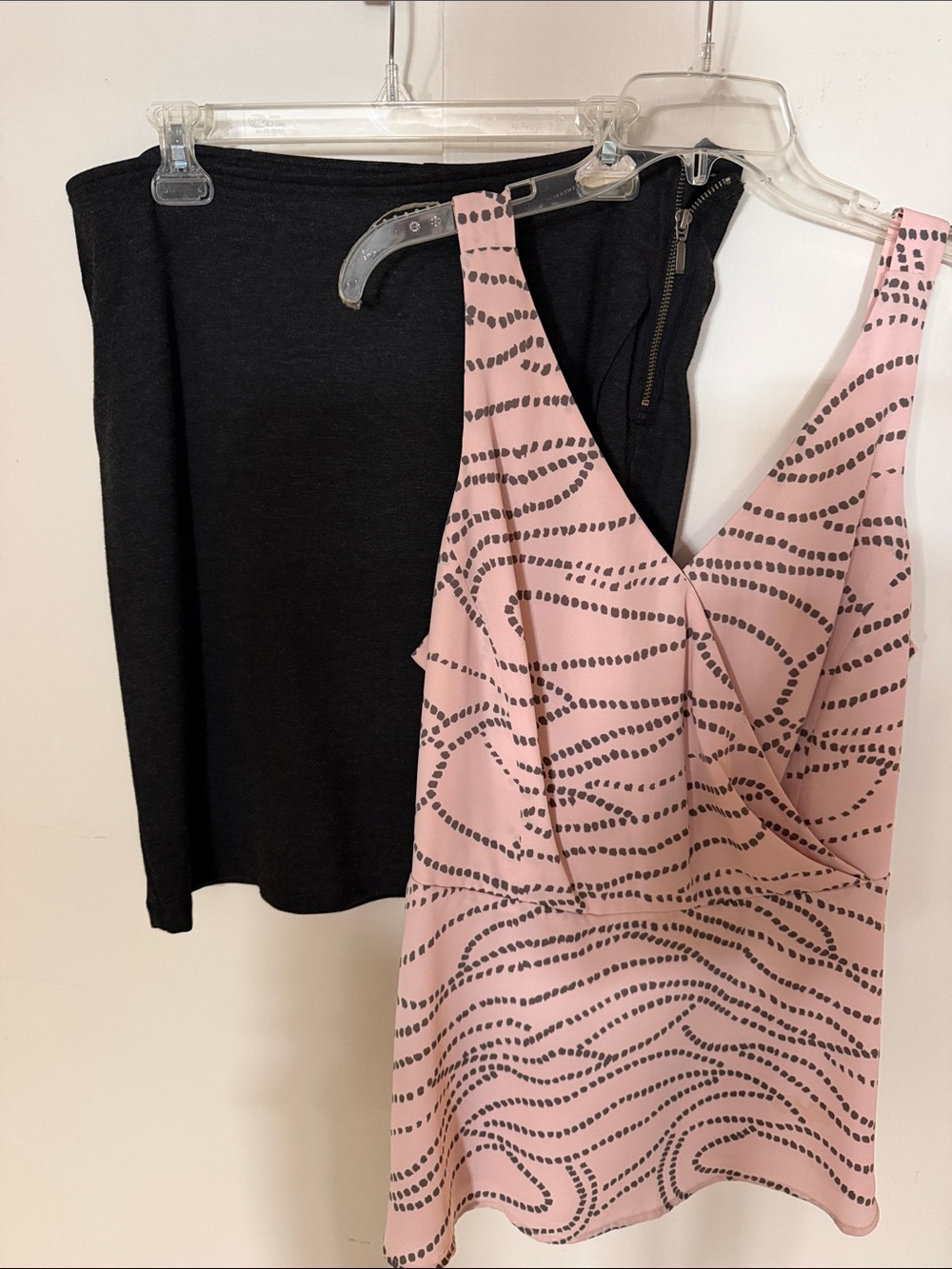 CAbi Pink and Black Pencil Skirt Ensemble